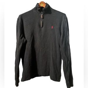 Polo Ralph Lauren Estate Rib Mens Quarter Zip Pullover Sweater M Black Cotton